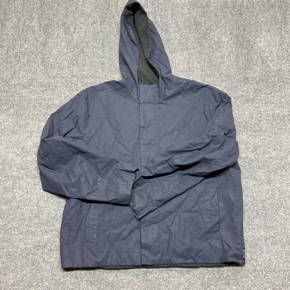 Armani Exchange Jacket Mens Large Blue Hooded Fleece Lined Full Zip Windbreaker